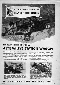 1953 Willys Station Wagon 4x4 "Trophy Fish Holes" Original Print Ad - Picture 1 of 1