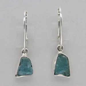 Pendientes APATITA Azul Corte Crudo Natural Corte Áspero - PLATA ESTERLINA 925 #901-Ae - Imagen 1 de 9