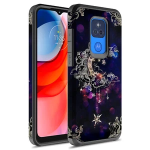 For Moto G Play 2021 Hybrid Graphic Colorful Armor Case - Picture 1 of 11