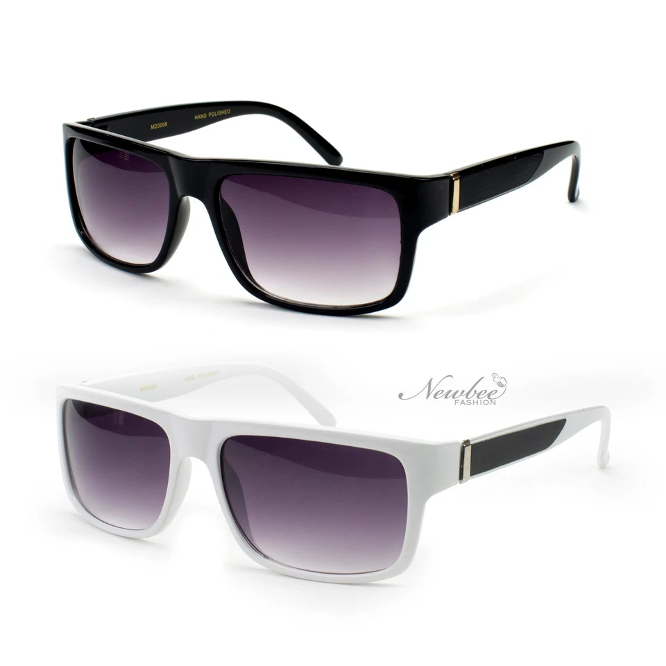 Paquete de 2 gafas de sol rectangulares lisas estilo clásico negro blanco marrón  Foto 1 de 1