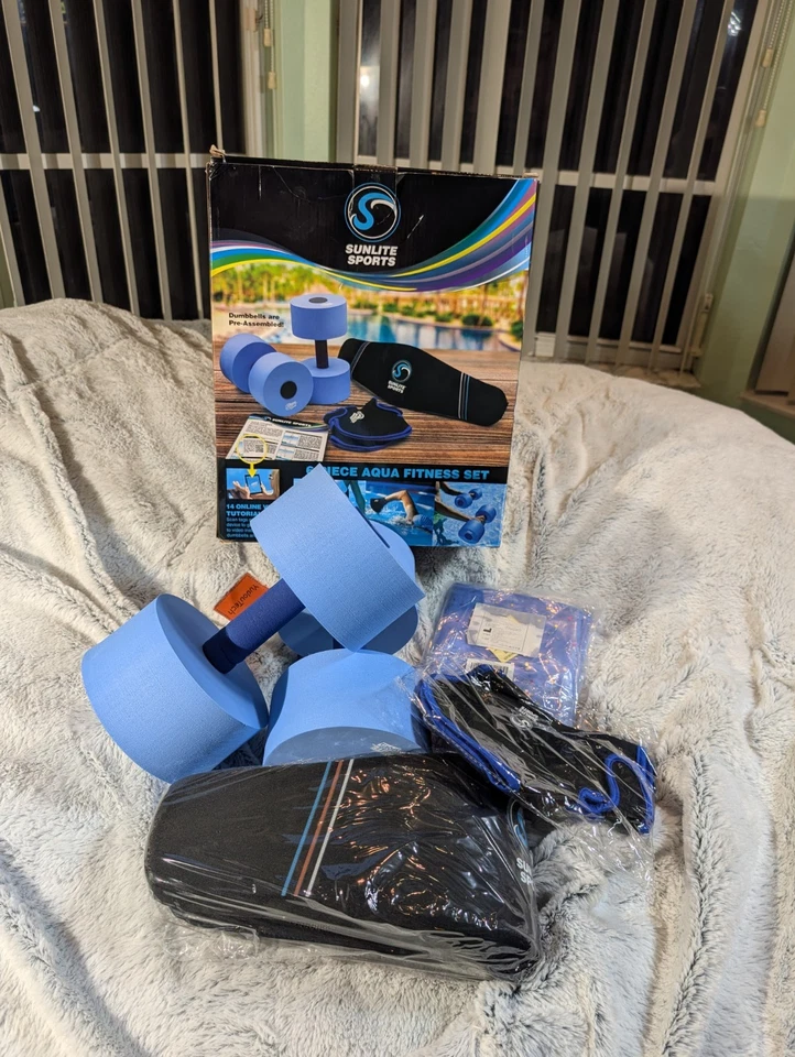 Sunlite Sports 6 件套水上健身套装泳池水上治疗和 90 厘米游泳圈美国 — 第 1/4 张图片