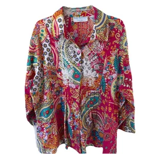 Bleu Bayou Top Lg 48”x27” Colorful Bright Floral Paisley Patchwork Embroidered - Picture 1 of 11