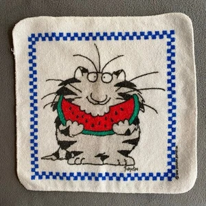 ¿Vintage años 80? Paño de lavado gráfico Sandra Boynton para comer sandía para gatos a cuadros - Imagen 1 de 7