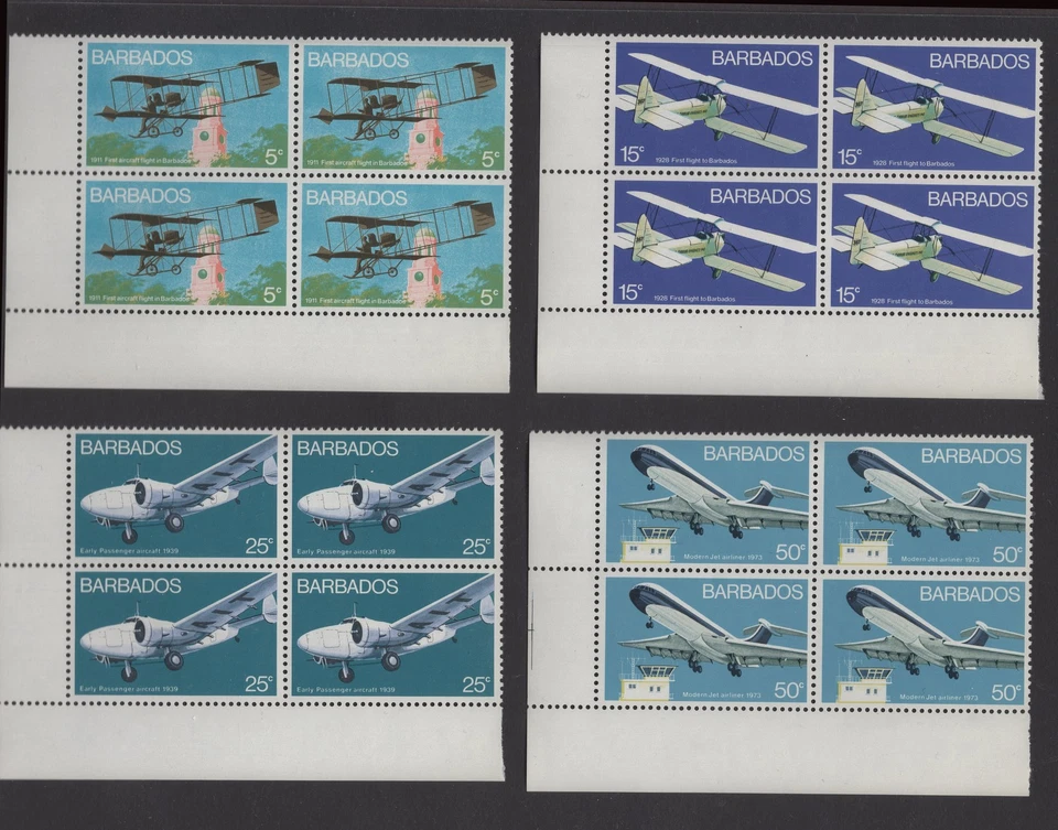 M84 Barbados 1973 SG472/475 QEII: Aviación en bloques de esquina inferior izquierda de 4 Foto 1 de 1