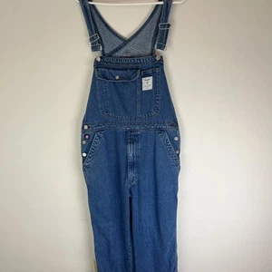 Chaps Ralph Lauren Overalls Bibs Mens Size M 90s Blue Denim Carpenter Workwear - Picture 1 of 10