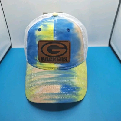 Green Bay Packers Tie Dye Trucker Snapback Cuero Parche Sombrero NFL Algodón  Foto 1 de 4