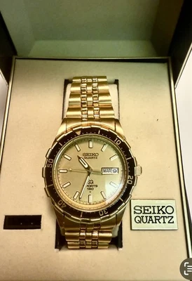 Vintage 2TONE Seiko Sports 150m DayDate Divers Watch 5H23-8A6L - Image 1 of 2