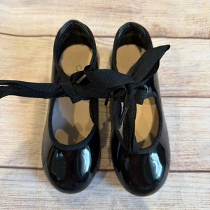 Capezio schwarz Lack Jr Tyette Tele-Tone Tap Schuhe N625C Mädchen Größe 8 1/2 M A2 - Bild 1 von 5