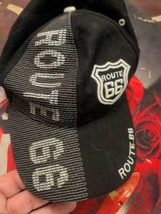 Route 66 Hat black and Grey Strapback Cap - Picture 1 of 4