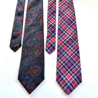 Lote de corbatas Swaine Adeney Briar 100 % algodón seda cuadros cachemira rojo azul verde usadas en excelente estado Foto 1 de 4