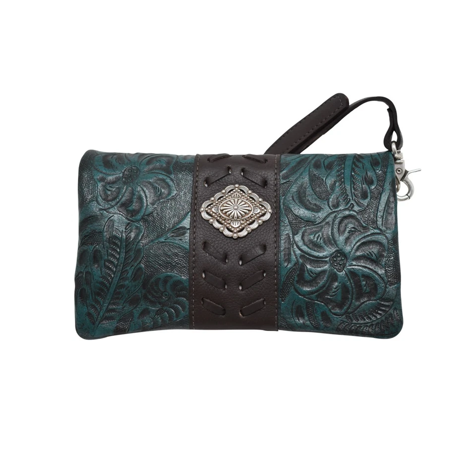 Bolso sin asas American West para mujer Grab and Go de cuero turquesa oscuro OS Foto 1 de 3