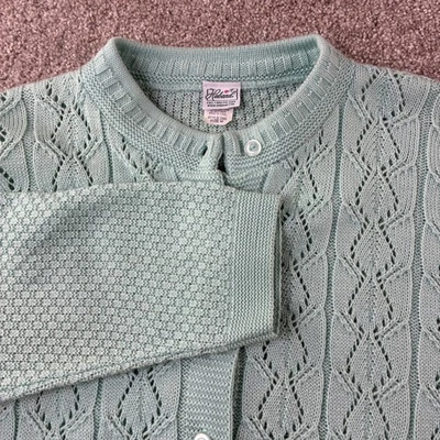Haband Vintage Light Green Cable Knit Cardigan Sweater Womens Medium Acrylic - Image 1 of 4