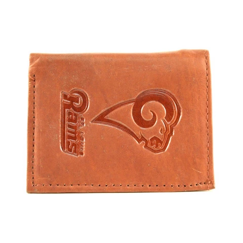St. Louis Rams Genuine Leather Wallet Brown NFL Football Billfold Tri fold Cover