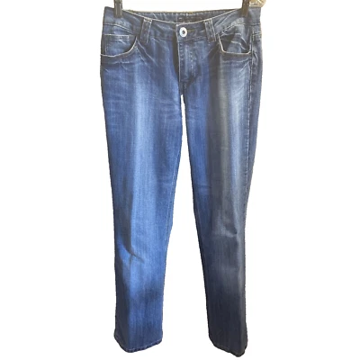 Pantalones de mezclilla para mujer Baccini acampanados lavados ligeros talla 4 cintura de 30" Foto 1 de 4