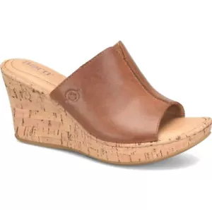 Nuovo con scatola Born sandalo donna Arie platform zeppa pelle/tacco sughero US 10/EU 40-41 marrone - Foto 1 di 24