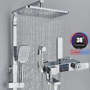 Thermostat Duschsystem LED Edelstahl Duschset Duscharmatur Duschkopf Handbrause - Bild 1 von 18