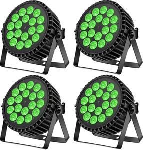 4PCS 200W 18LED Par Faro Par LED Luce RGBW+8CH Luci per Feste Stroboscopica Mod - Foto 1 di 12
