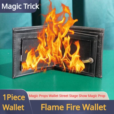Magic Trick Flame Fire Wallet Leather Magician Stage Perform Street Prop - Image 1 of 4