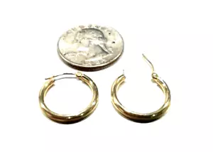 Pendientes de aro de oro puro de 14 quilates de 2 mm x 18 mm - Caja de regalo - ¡ENVÍO GRATUITO! - Imagen 1 de 5