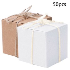Kraft Paper Square 50pcs  Sweet Candy Gift Boxes Wedding Party Favors Useful