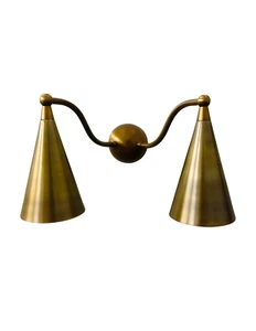 Lampada da parete moderna metà secolo ottone doppia applique - fatta a mano - Foto 1 di 5
