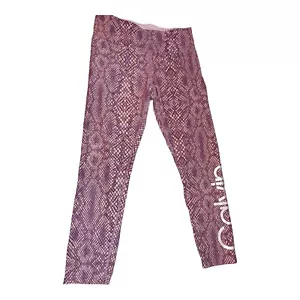 Calvin Klein Legging Womens Large Capri Abstract Purple Workout Gym High Wsisted - Picture 1 of 7