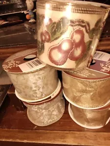 LOT OF 5 -GOLD GRAINED Wired Christmas Holiday Ribbon2.5” X 9 F(#E) - Picture 1 of 5