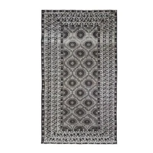 5 Fuß 8 Zoll x 9 Fuß 10 Zoll Silber und Anthrazit Schwarz Gewaschen Reine Wolle Handgeknüpfter Teppich R59564 - Bild 1 von 7