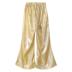 Kids Girls Shiny Flare Pants Bell-Bottomed Pants Sparkle Wide Leg Long Trouers - Picture 1 of 42