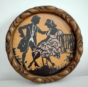 Vintage Rumänischer Handarbeit Kelch Kobelin Wandteppich Nadelspitze Viktorianisches Paar - Bild 1 von 11