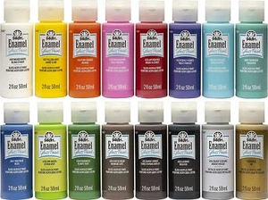 FolkArt GLASS and CERAMIC acrylic ENAMEL crafting paint  gloss 2oz 59ml  - Picture 1 of 59