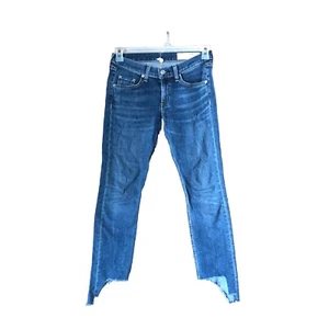 Rag & Bone Women’s Chic Capri Ripped Hem Denim Jeans in Hampton Blue Size 26 - Picture 1 of 11
