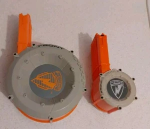 NERF Barrel Drum Magazines x2 Elite N-Strike Large & Small 35 & 18 Mag Clips - Picture 1 of 2