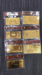 Australian Gold Foil Banknote Set 7 Pce Set OLD PAPER DESIGN - Picture 1 of 15