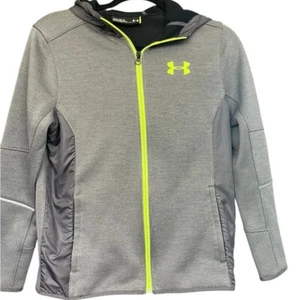 Under Armour Gray Jacket with Neon Yellow Trim, Youth Large - Picture 1 of 5