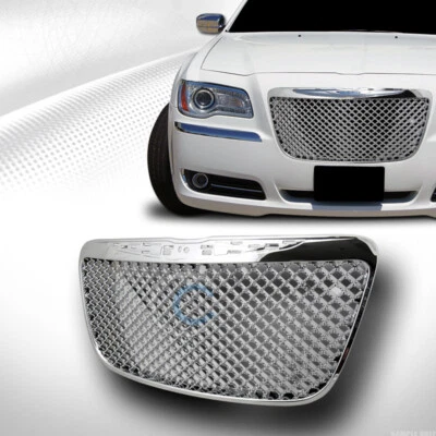 For 11-14 Chrysler 300 300C Chrome Mesh Front Hood Bumper Grill Grille Guard ABS Foto 1 de 2