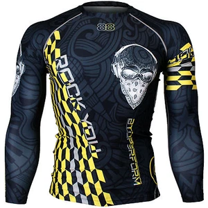 BTOPERFORM [FX-141Y] Under Skin Tight Compression Rash guard Base layer Gym MMA - Picture 1 of 6