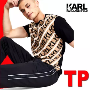 KARL LAGERFELD PARIS LOGOTIPO DE LOS HOMBRES CINTA JOGGER GYM TRACK PANTALONES NEGRO MEDIANO $149 - Imagen 1 de 12