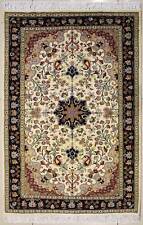 Rugstc 3x5 Senneh Pak Persiann White  Rug, Hand-Knotted,Floral with Silk/Wool