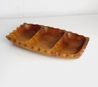 Vintage Wooden Bowl Dish Snack Fruit Serving 3 section Handmade Philippines Wood