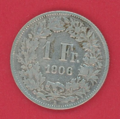 SWITZERLAND  1  FRANC 1906 B  KM # 24 F-VF. - Image 1 of 2