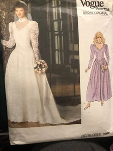 1092 Vogue Sewing Pattern Misses Wedding Dress Bridal Gown Bridesmaids 12 1980s - Picture 1 of 5