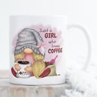 Just a girl who loves Coffee, cute gnome, coaster to match ideal gift 