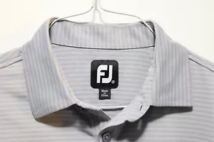 FootJoy Golf Polo Gray Stripes Medium Polyester/Spandex nice! - Picture 1 of 12