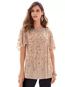 Together Bluse Bluse beige mit Paillettenstickerei Gr. 44 1018786889 - Picture 1 of 4