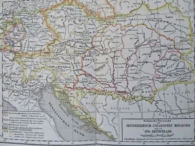 Austria-Hungría Croacia Bohemia Viena Budapest Praga 1873 von Sydow mapa Foto 1 de 4