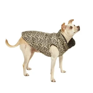 CANINI by Baguette Leopard/Black Reversible Pawffer Jacket, Medium - Foto 1 di 4