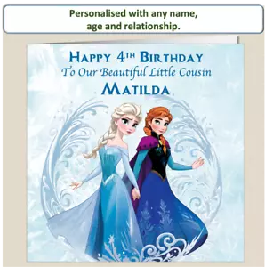 Biglietto Compleanno Personalizzato Frozen Elsa Figlia Nipote Nipote Sorella FRZ6 - Foto 1 di 7