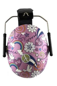 BABY PINK PEACE LOVE EAR MUFFS BABIES KIDS ADULTS SAFETY HEARING PROTECTION - Picture 1 of 2