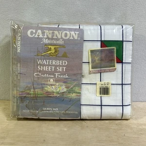 Vintage 80s 90s Waterbed Queen Sheet Set Cannon No Iron Cotton Poly NOS USA - Picture 1 of 5